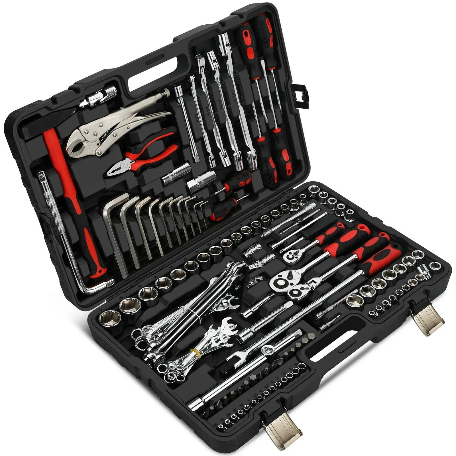 72 T Wrench 151 Pcs Socket Tool Set Universal Car Repair Tool Box Ratchet Wrench Screwdriver Pliers Handy Garden Tool Set