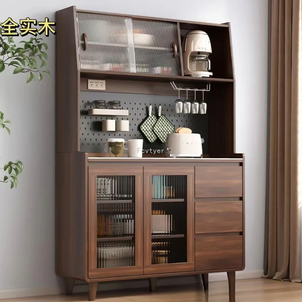 

Solid wood dining side cabinet modern simple living room wine kitchen locker storage
