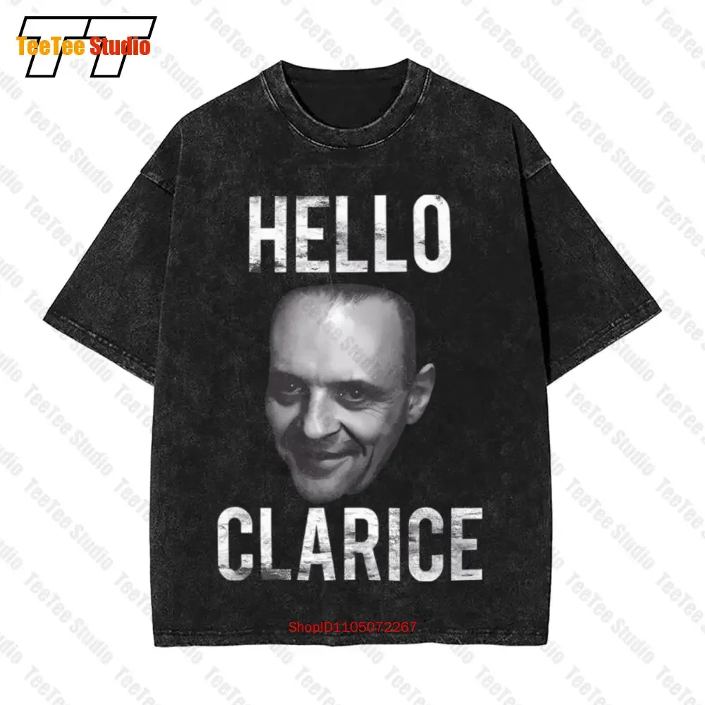 Silêncio dos cordeiros Olá Clarice Camiseta masculina vintage de grandes dimensões Hannibal Lecter Anthony Hopkins 83J2
