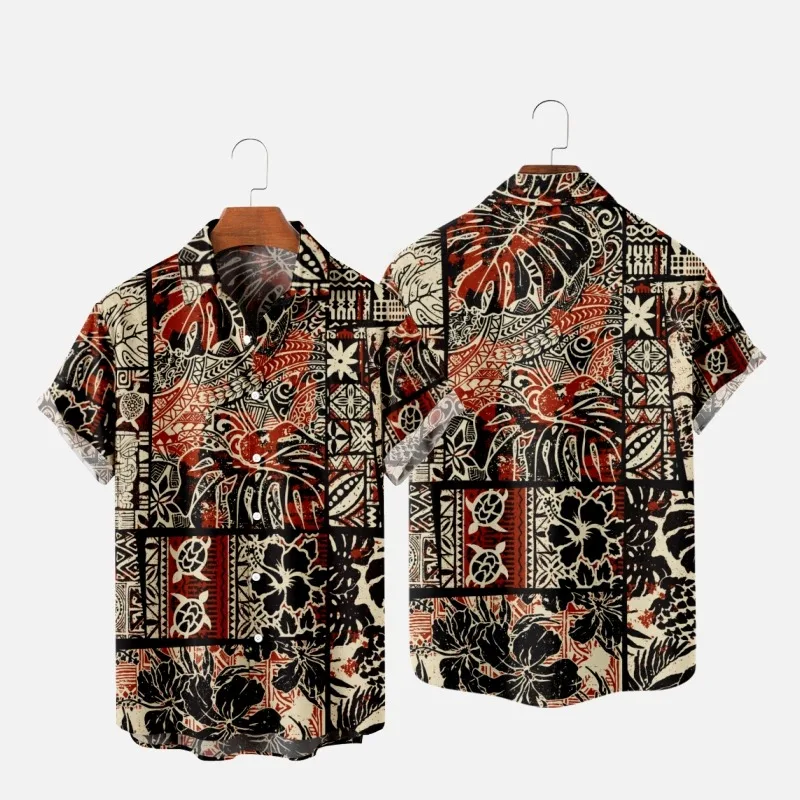 Men's Fashion T-Shirts Hawaiian Tropical Camicias 3d Print Cozy Casual One Button Shirts Short Sleeve Beach Oversized Clothes 3