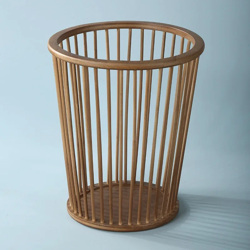 Bamboo Trash Can - Chinese Style Breathable Hollow-Out Waste Bin for Home, Office, Bathroom & Kitchen Eco-Friendly Storage Bin