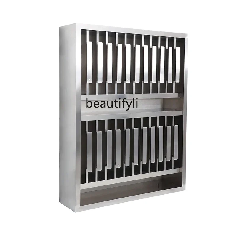 رف صبغ الشعر من صالون الحلاقة، خزانة تخزين مثبتة على الحائط، إطار من الفولاذ المقاوم للصدأ