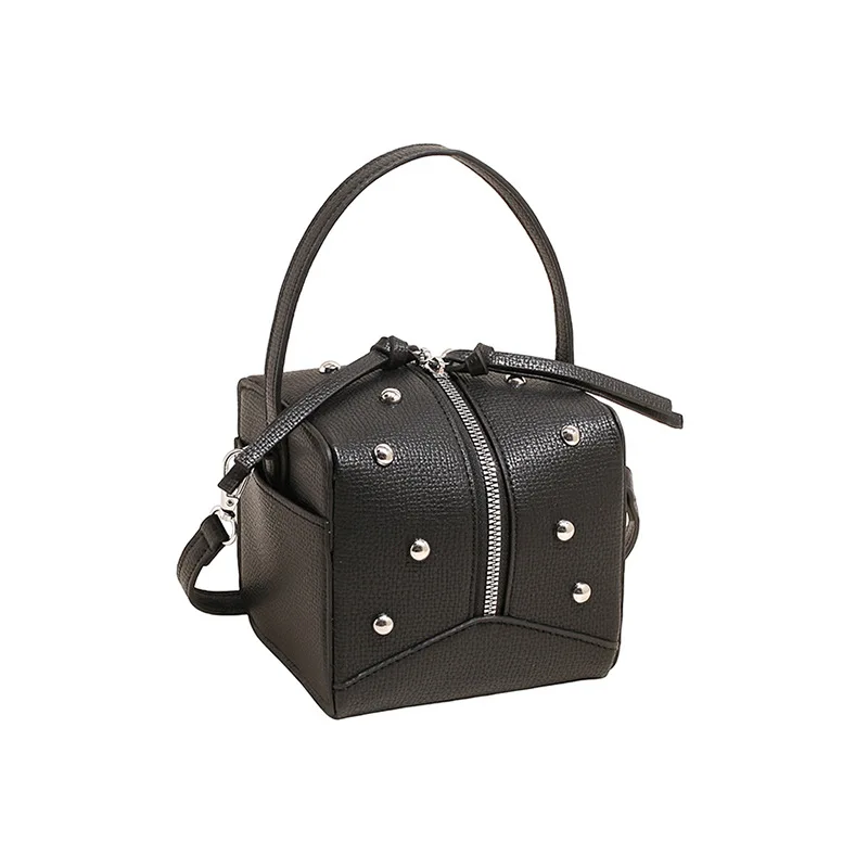 

Fashionable Bag Handbag Versatile PU Crossbody Bag Box Bag for Women Rivet Handheld Small Square Niche Messenger Bag