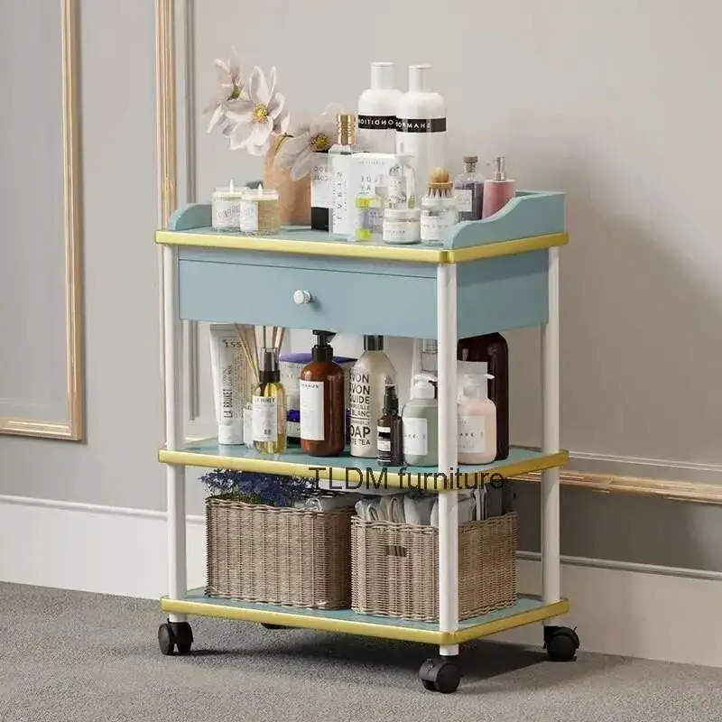 

Nordic Household Manicure Store Salon Trolleys Light Luxury Commercial Furniture Tool Carts Modern Minimalist Storage Trolley