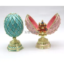 Russia Easter Egg Style Trinket box Hinged Hand Painted Decorative  Egg Hinged Enameled Jewelry Box birthday gift for family