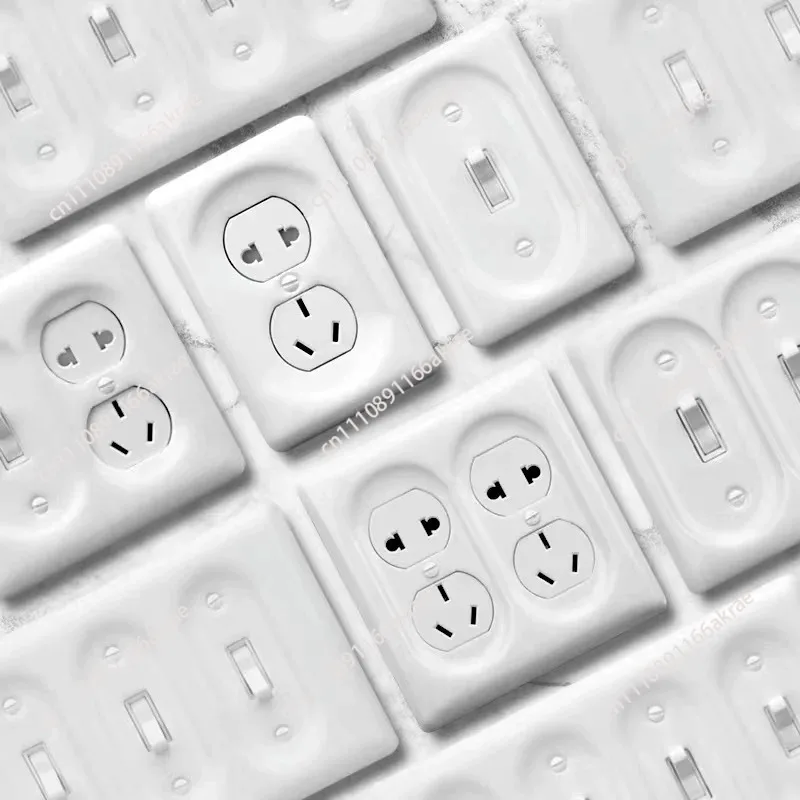 for  Retro Ceramic White Switch Socket 120 Type Double Opening Lever Single Control Dual Control view 5