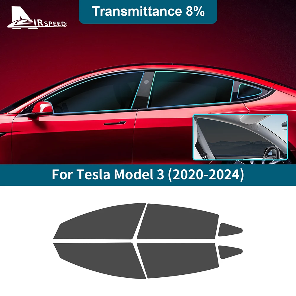 

Car Side Window Solar UV Protector Summer Tint Film For Tesla Model 3 Model3 2018 2019 2020 2021 2022 2023 2024 Accessories