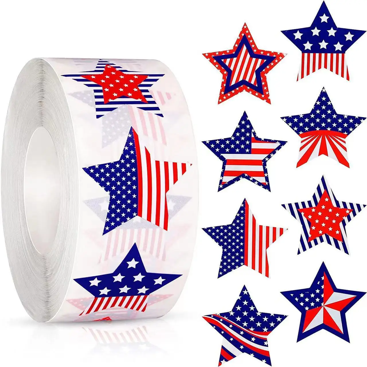 Star-Shaped Flag Sticker for Party Decoration, American Flag Label, 100PCs