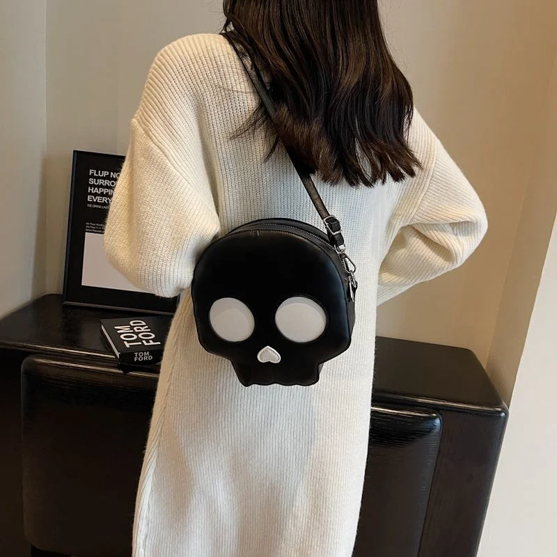 Fashion Y2k Skull Crossbody Bag Unisex Pu Handbags Cross Body Shoulder Bags Hiphop Ghost Faced Goth Skeleton Cute Women Bag