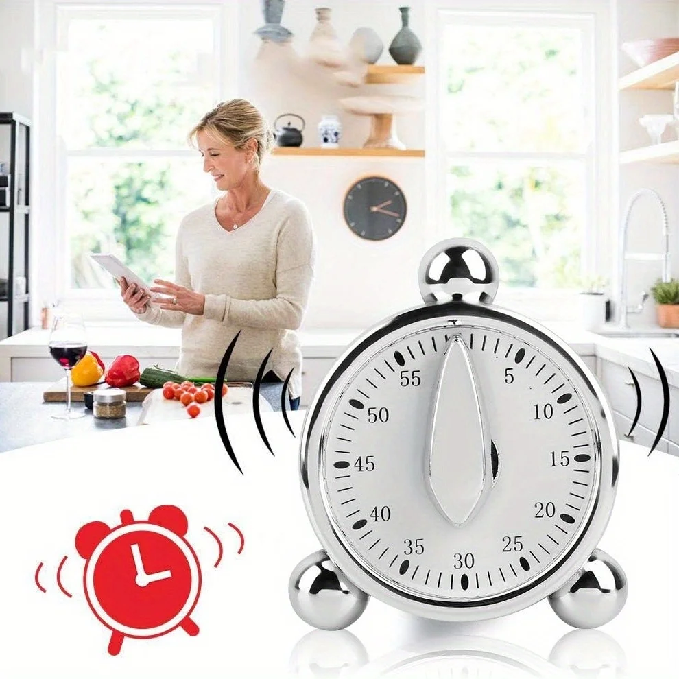 

Visible Mechanical Timer, 60-Minute Countdown Clock, Time Manager for Kitchen Baking and Classroom Use – No Power Required