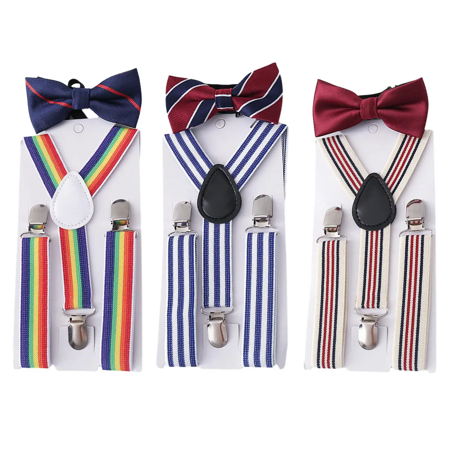 Kids Suspender Bowtie Set Pants Suspender with Clips Y Shape Adjustable Braces Tuxedo Suspenders for Trousers Party Wedding