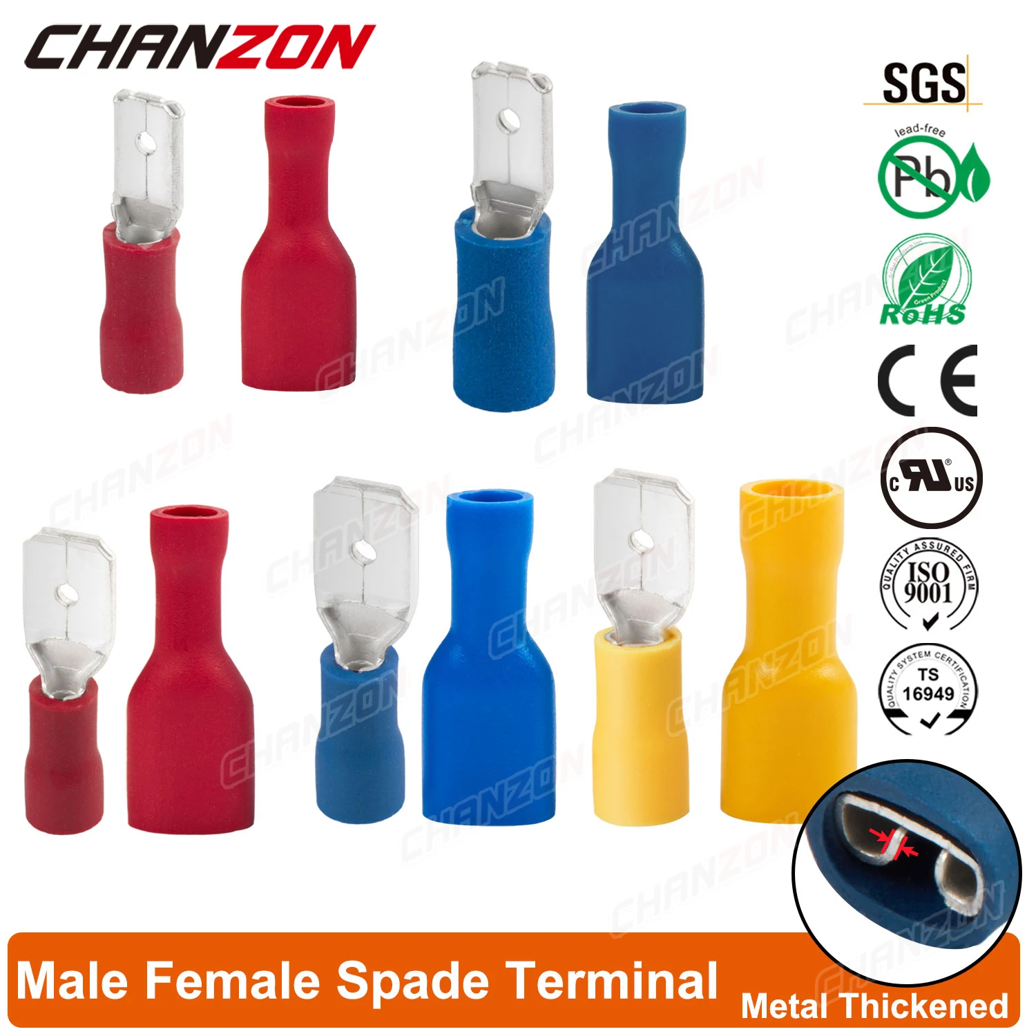 80/100PCS 4,8 Mm 6,3 Mm Isolierte Männlich Weiblich Spaten Crimp Draht Stecker Kit Elektrische Kabel Verdrahtung terminal 22-10 AWG Sortiment – Detail 1