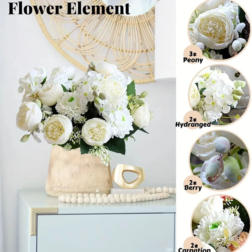 Artificial Flowers Venus Rose Bouquet Silk Rose Vase Home Decor Garden Wedding Decorative Fake Plants Festival Wreath Material