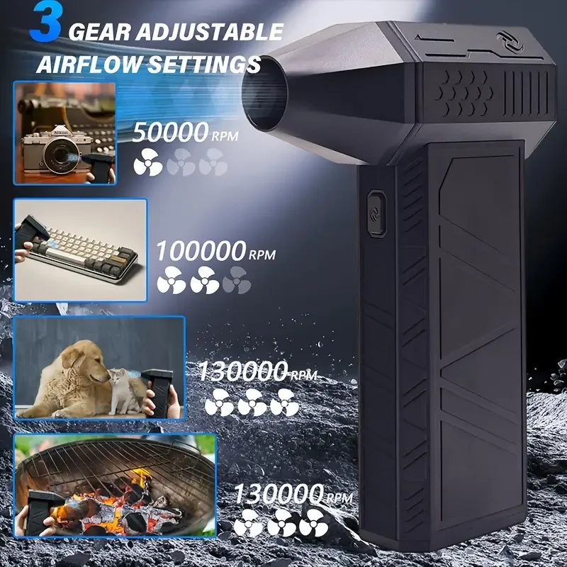 

Пылесборник сжатого воздуха — мощный турбовентилятор 130000 Электрический пылесборник об/мин, портативный вентилятор, 10 щеток