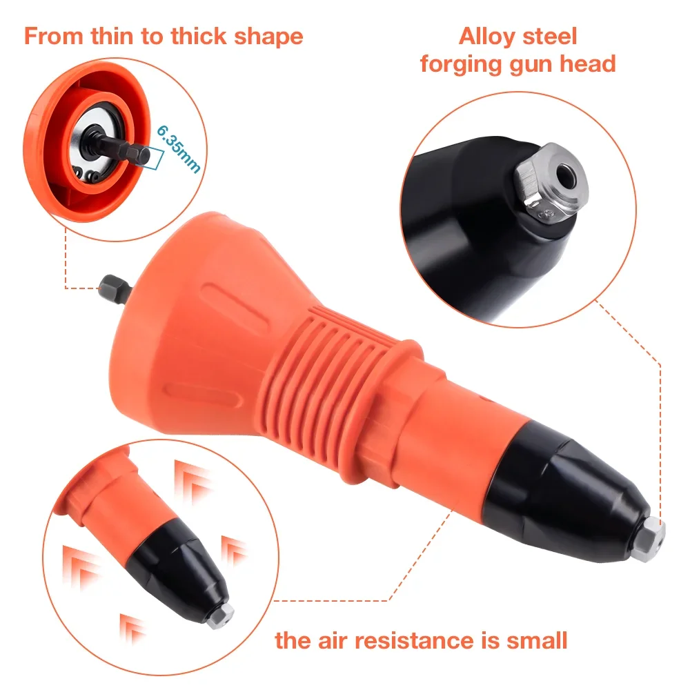 2.4mm/3.2mm/4.0mm/4.8mm Adattatore per pistola per rivetti elettrica Pistola per rivetti Rivettatrice Multi-spec Strumenti di rivettatura Pistola per rivetti utensile elettrico
