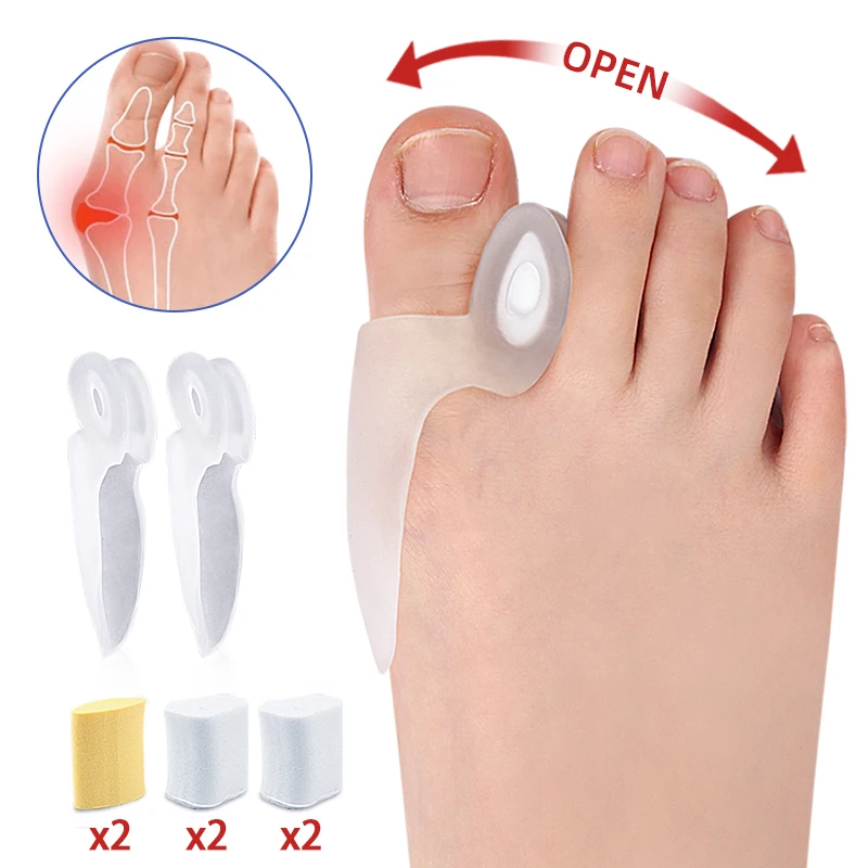 1 Paar Siliconen Gel Duimcorrector Kleine Teen Beschermer Separator Valgus Vinger Stijltang Voetverzorging Hulpkussentjes