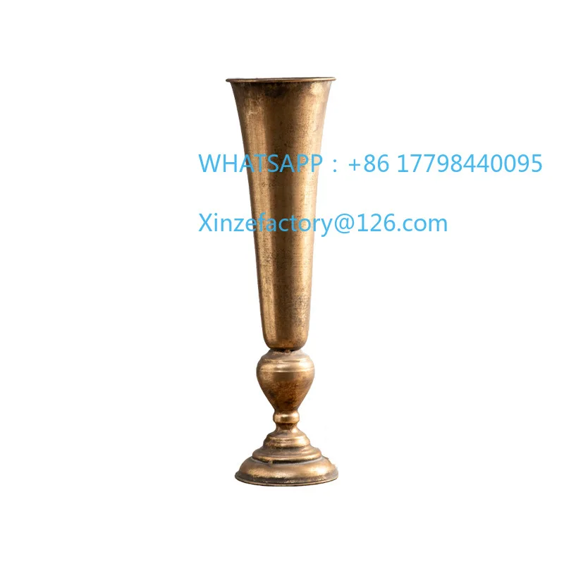 

European Vintage Gold Vase Wedding Decoration Props Feature Restaurant Desktop Iron Ornaments Florist Flower Arrangement Vases