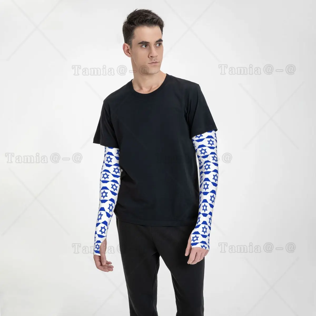 Cooling Arm Sleeves Cover Israel Flag Seamless Background Sports Running UV Sun Protection Fishing Cycling Sleeves