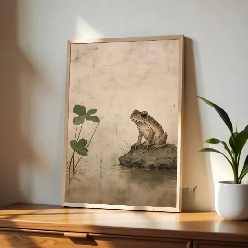 Multiple sizes 1pc frameless Canvas Painting,Matsumoto Hoji Style Vintage Japanese Ukiyo-e Frog Zen Animals Poster Canvas Painti