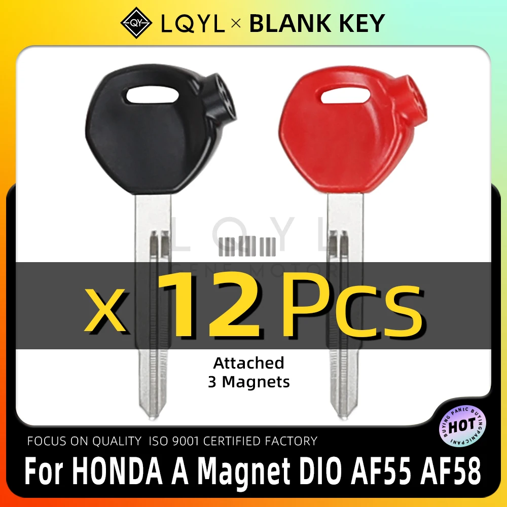 

LQYL 12 шт. пустой ключ для мотоцикла, замена необрезанных ключей для HONDA, магнитный противоугонный замок для мотоцикла, ключи DIO AF 61 61, 63, TODAY 49cc