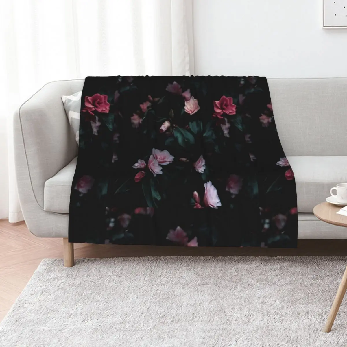 

Romantic dark floral Throw Blanket Sofa Throw Cute Plaid Loose Quilt Blankets