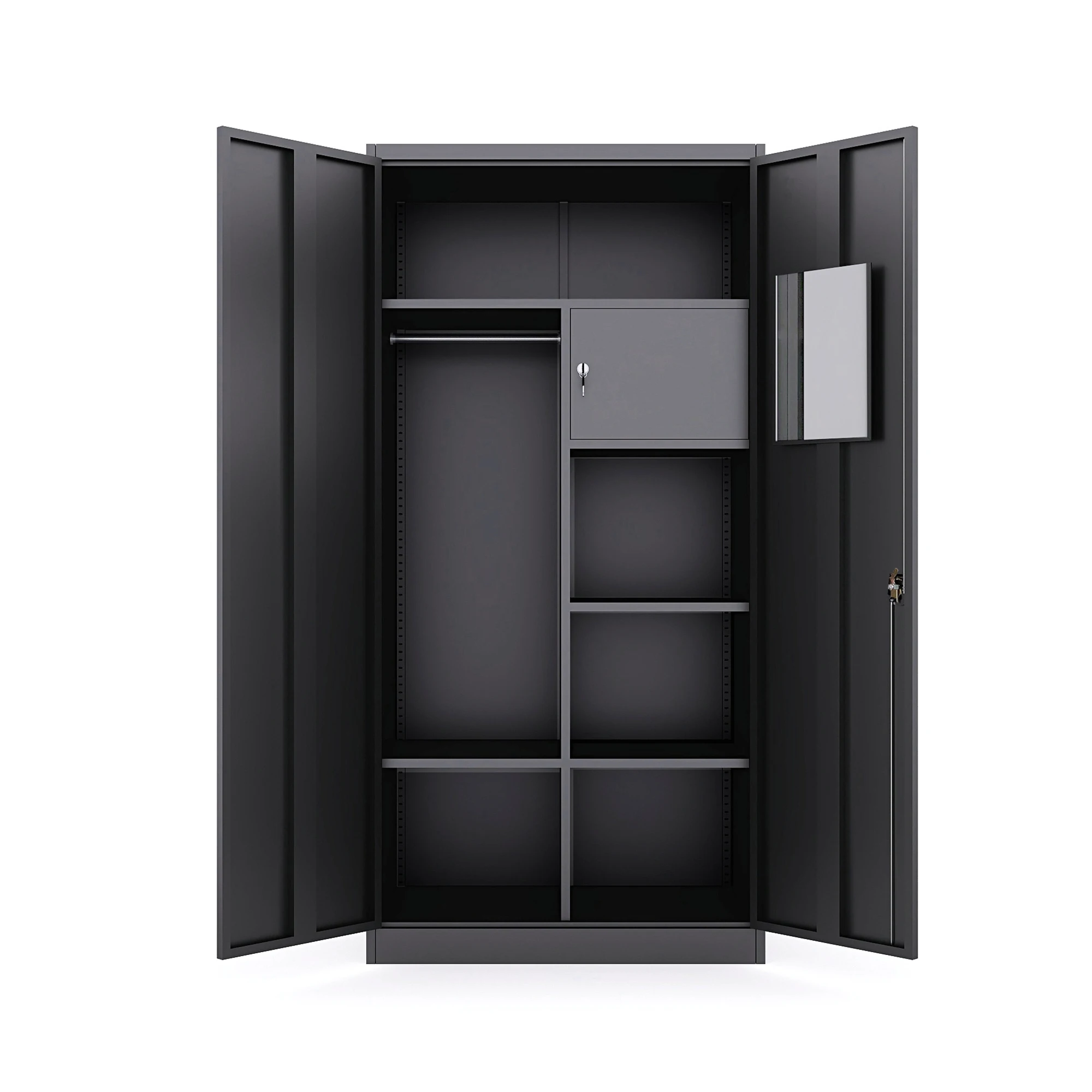 Modern Large Black Steel Adjustable Lateral Filing Cabinet 4 Layers Key Lock Easy Assembly For Home Office Living Room School