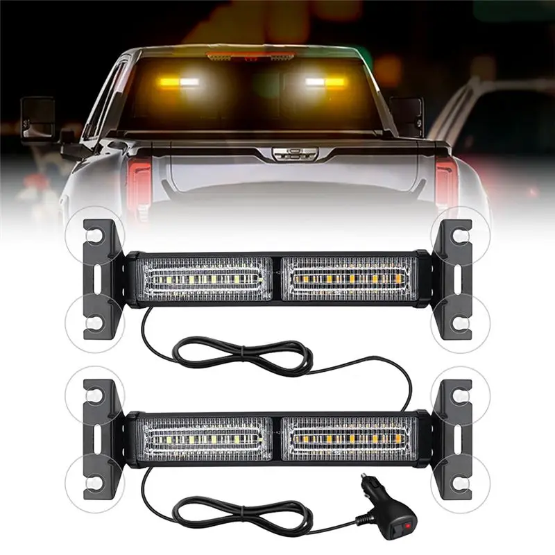 For Car Warning Light LED Emergency Strobe Light 18 Flashing 12-30V Safety Windshield Light For Car ATV UTV Truck