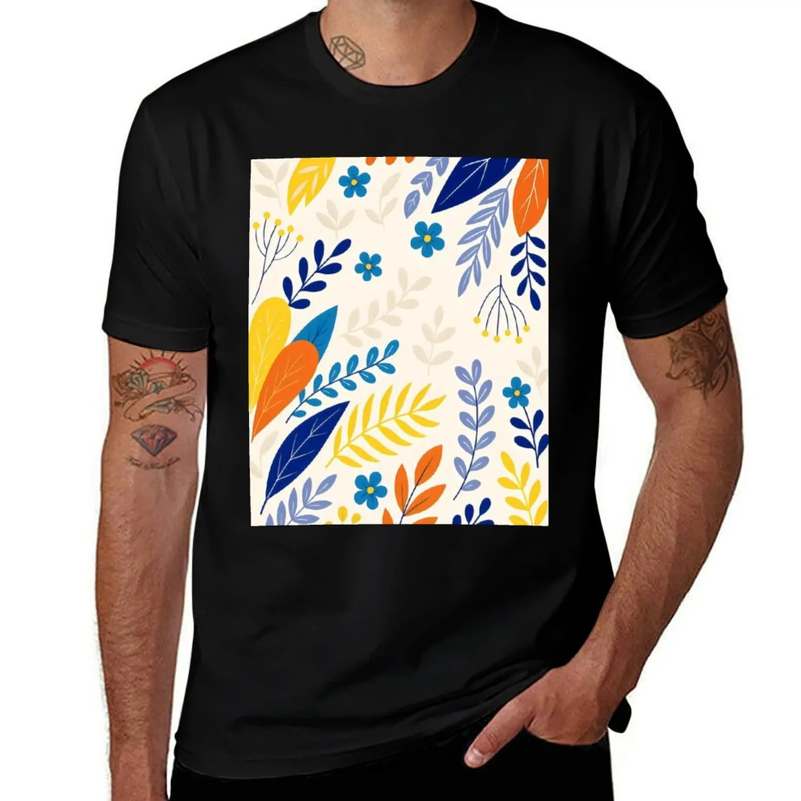 

Floral modern watercolor abstract pattern. Spring and summer flowers with leaves. Botanical plant. Nature. T-Shirt