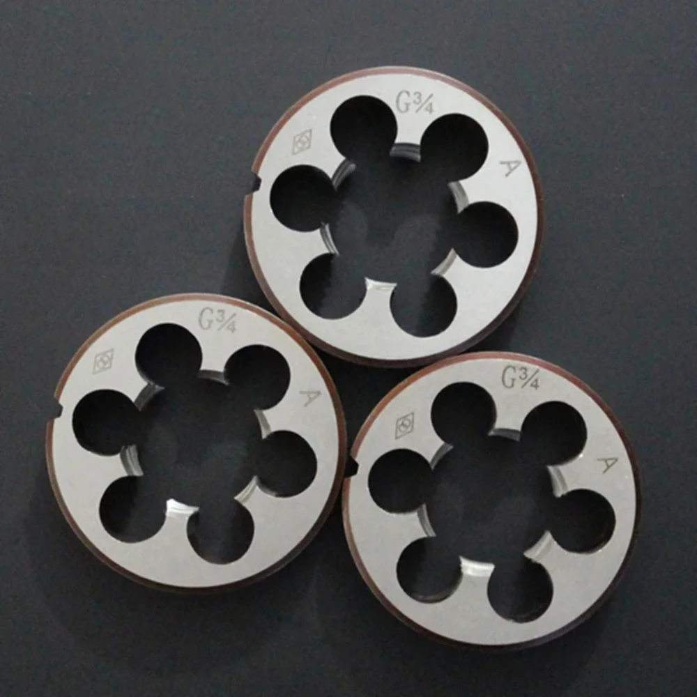 1Pcs HSS Pipe Threads Round Dies BSP 1/8 1/4 3/8 1/2 3/4 HSS High Speed Steel Pipe Thread BSP Round Die Hand Tools Tap  Die