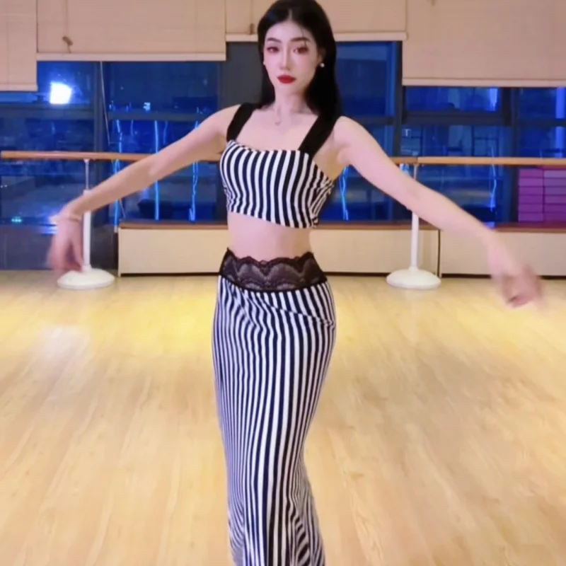 جديد أداء الرقص الشرقي الملابس السوداء شريط التخسيس مجموعة مثير مزاجه ممارسة ازياء الرقص الشرقي بدلة التدريب