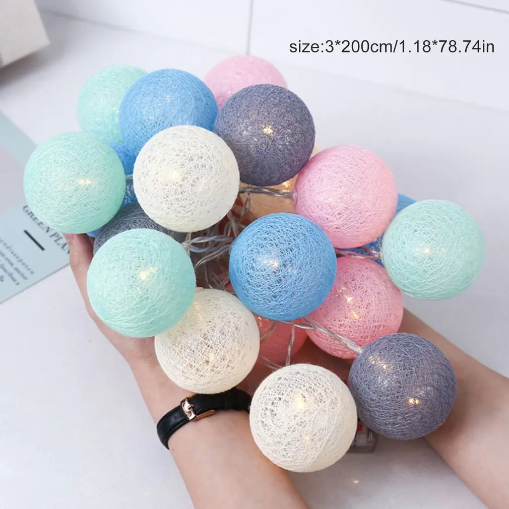 ICOCO – guirlande lumineuse LED boule de coton, boîte à piles, décoration de noël, arbre de noël, ameublement de la maison