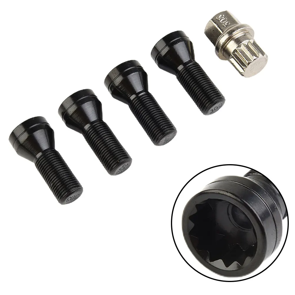 4Pcs Car Alloy Wheel Locking Bolts Lug Bolts Locking Nuts Key Fits For BMW MINI R50 Countryman 36136776076 Steel Truck Parts