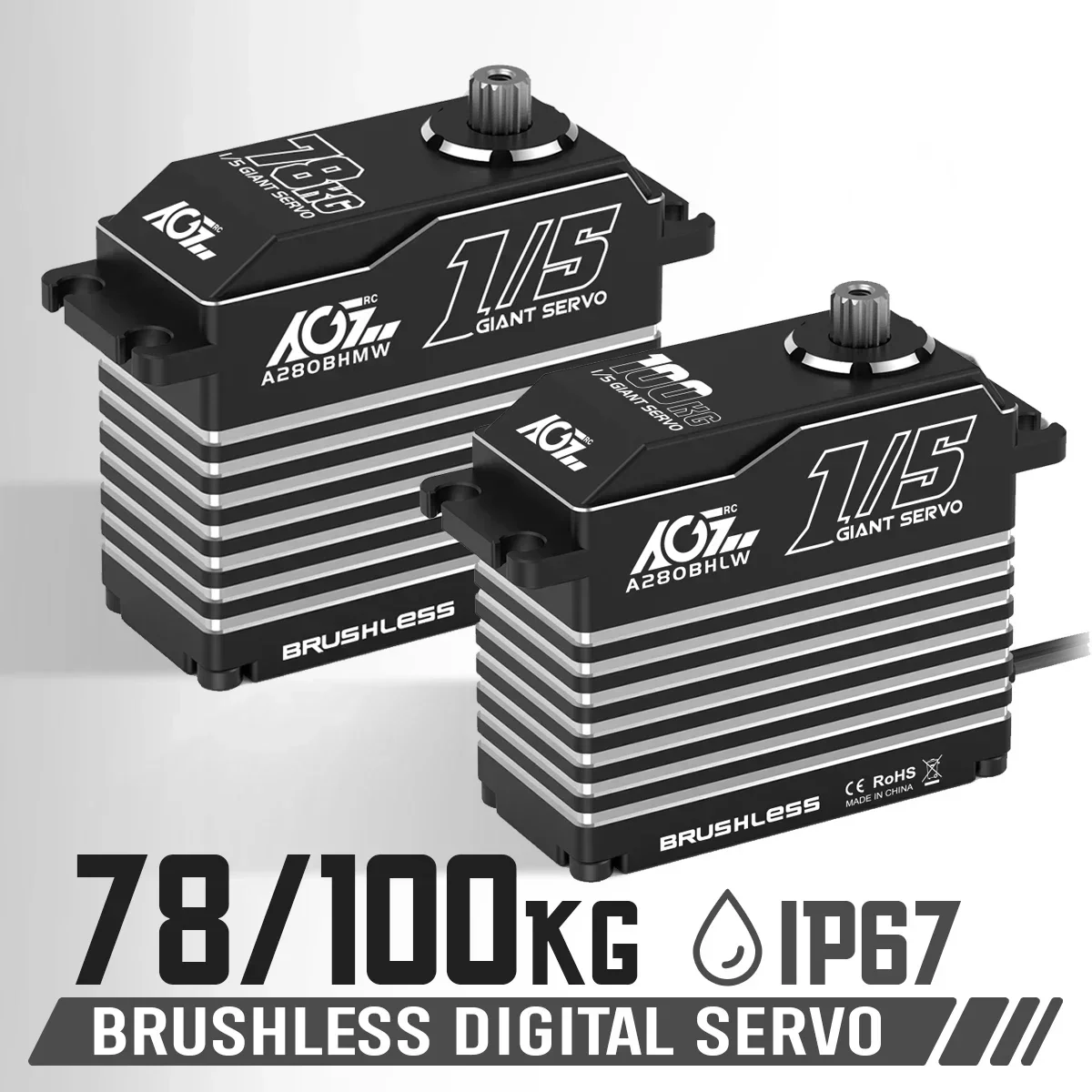 DrMasAGFRC A280BHMW A280BHLW 78KG 100KG HV High Torque Brushless Waterproof Servo Motor For 1/5 Large Aircraft Car Boat RC Mode