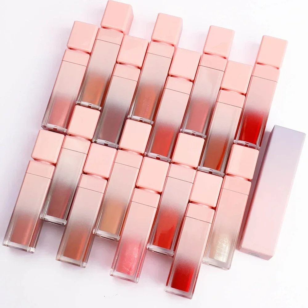 Wegański błyszczący różowy błyszczyk w tubce Private Label Lip Gloss Nude Wholesale Makeup Dropshipping Center