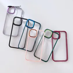 Ins Plating Bumper 2 in 1 Phone Case for iPhone 14 13 12 11 Pro Max Soft Luxury Gold Bumper Rainbow Red Purple Couple Cover Capa