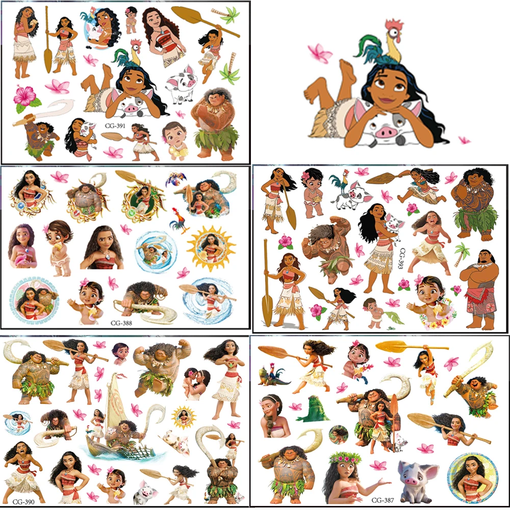 Disney Moana 2 Tattoo-Aufkleber, Thema, Cartoon-Aufkleber, Kindergeburtstag, Party-Dekoration, Jungen und Mädchen, Geschenke, Partygeschenke, Urlaubsspielzeug