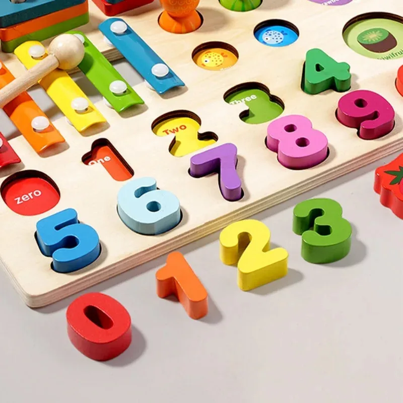 Topmaya brinquedos de empilhamento de classificação de madeira forma cor bloco colorido brinquedo de aprendizagem educacional conjunto de blocos de quebra-cabeça geométrico