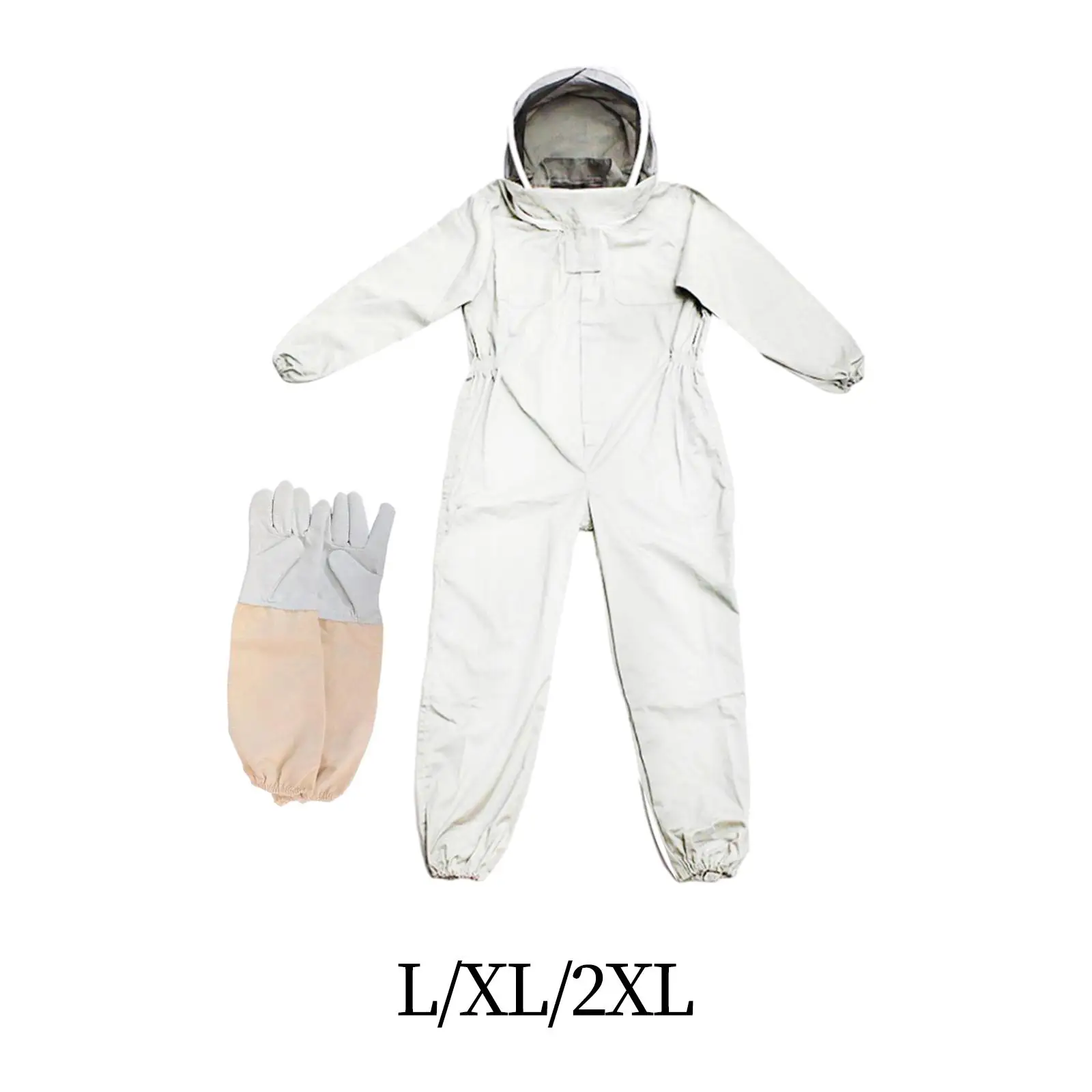 

Beekeeper Suit Ventilated Hood Jumpsuit Farm Smock Suit Clothing with Glove