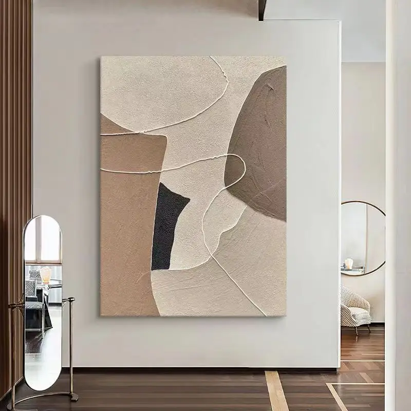 

Геометрические линии чисто, ручная роспись маслом, украшение для входа, комната, абстрактная трехмерная текстура, ваби-саби.