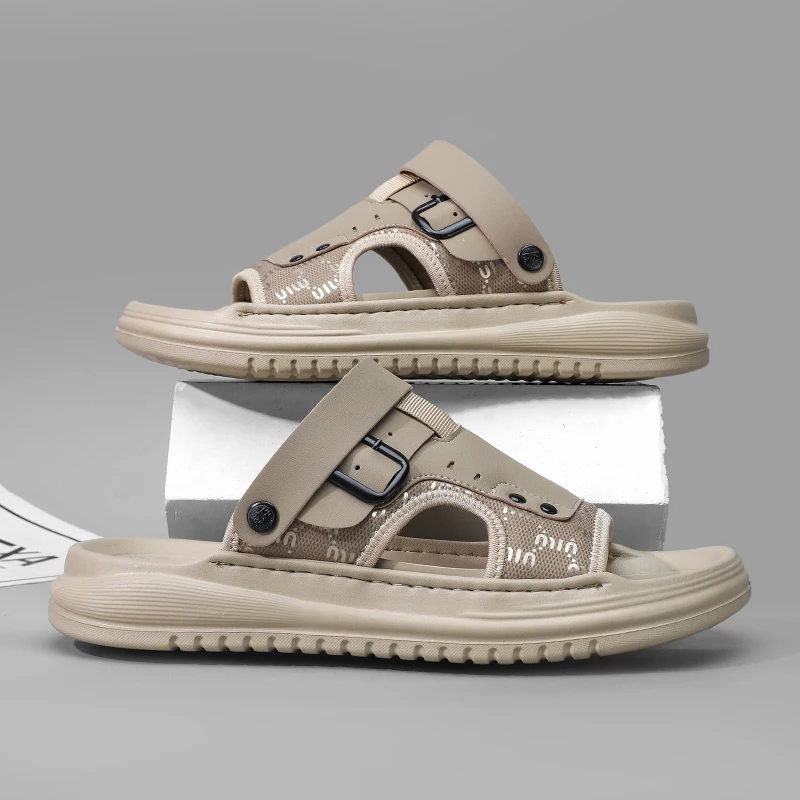 Men's one strap slides slippers summer breathable light anti slip fashion outdoor beach walking soft sole sports casual slippers