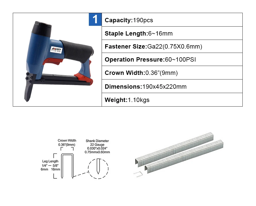 Powerful Continuous Shooting Fine-Wire Air Stapler 6-16mm Cordless 22GA Woodworking Furniture Pneumatic Brad Nailer Gun