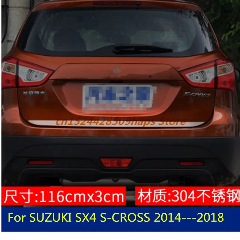 Tailgate Rear Door Bottom Cover Molding Trim Stainless Steel back door trim car Accessories For SUZUKI SX4 S-CROSS 2014---2018