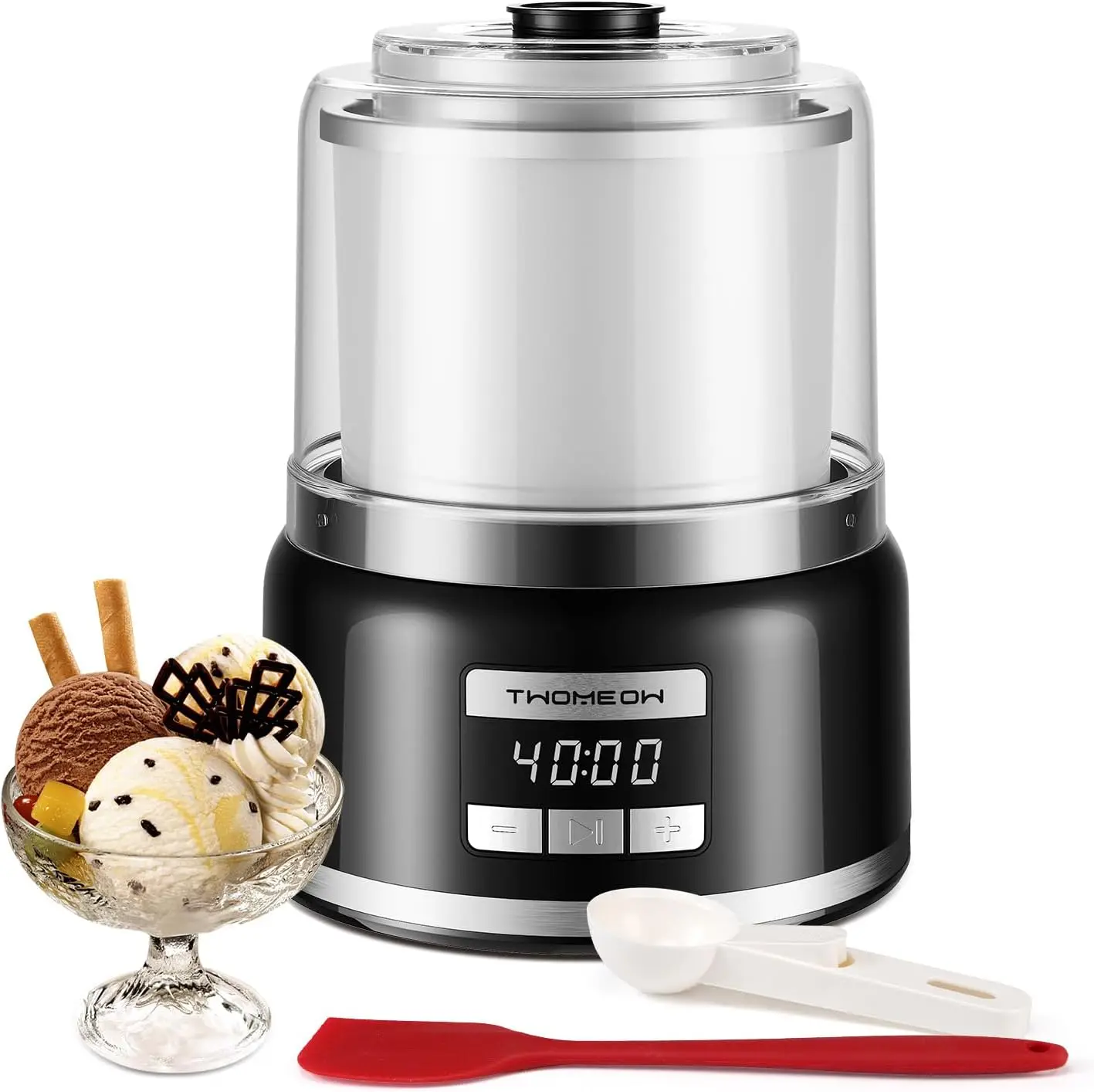 

Ice Cream Maker, Automatic 2 Quart Ice Cream Machine with Timer, Double Insulated Freezer Bowl Homemade Ice Cream, Yogurt, Gela