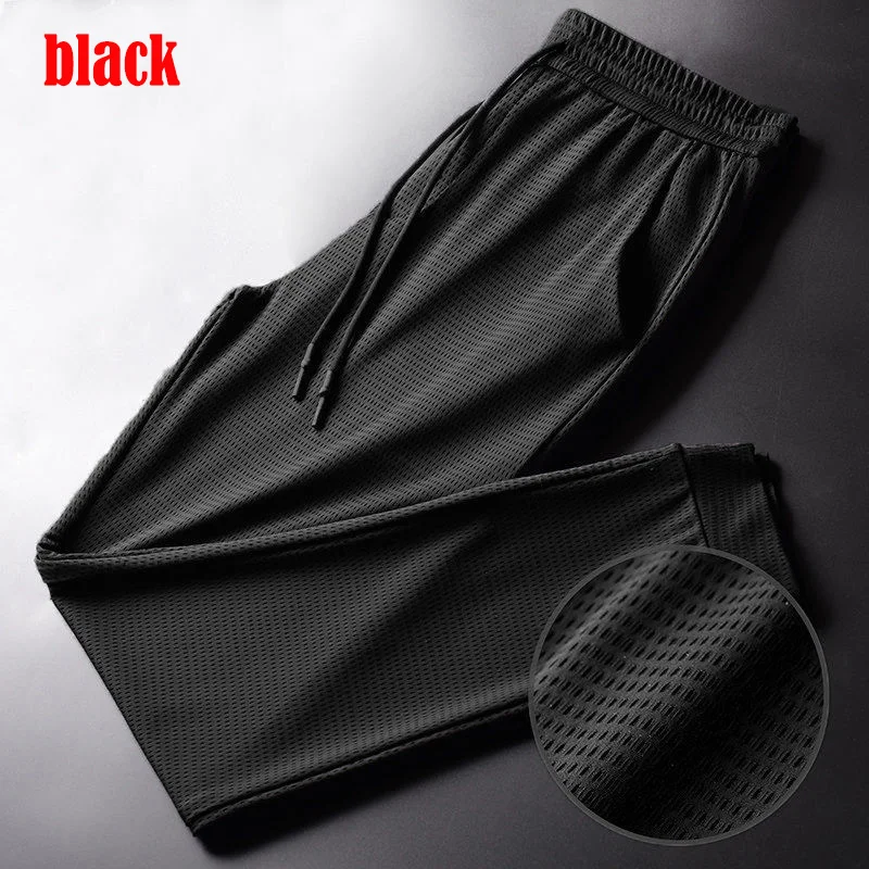 New Summer Design Outdoor Men\'s Breathable Mesh Stretch Thin Sports Gym Slim Pants