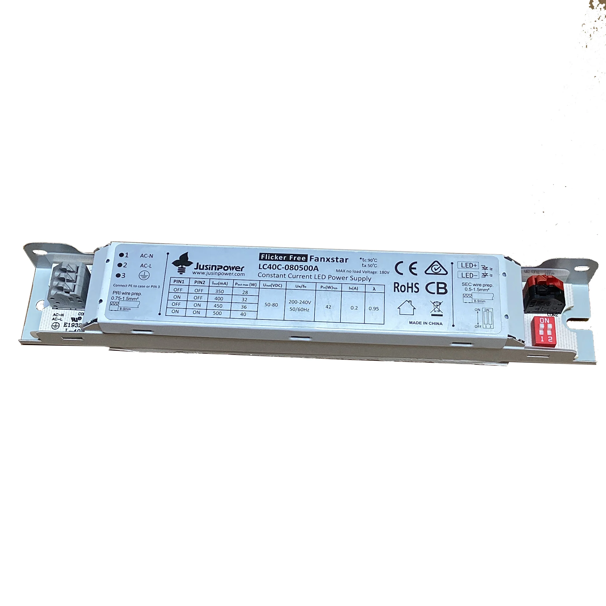 

40W Adjustable Current 350mA 400mA 450mA 500mA LED Driver with Output Voltage 50V-80V