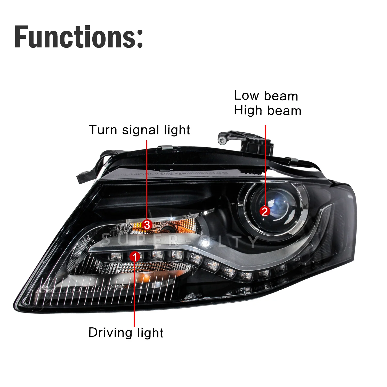 For Audi A4 2008-2012 (B8) Upgrade Projector LED Headlights with DRL Turn Signal Plug and Play Headlight Assembly 2PCS
