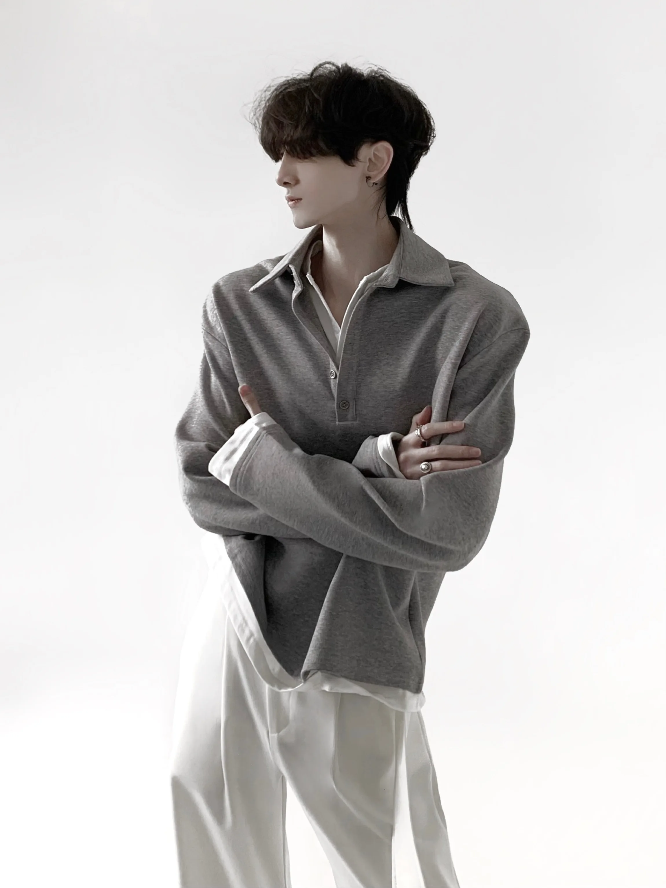 Loose Fit Men's Hoodie Fake Two-Piece Simple Design Comfortable Long Sleeve  Shirt Casual Streetwear Breathable Youth Fas...