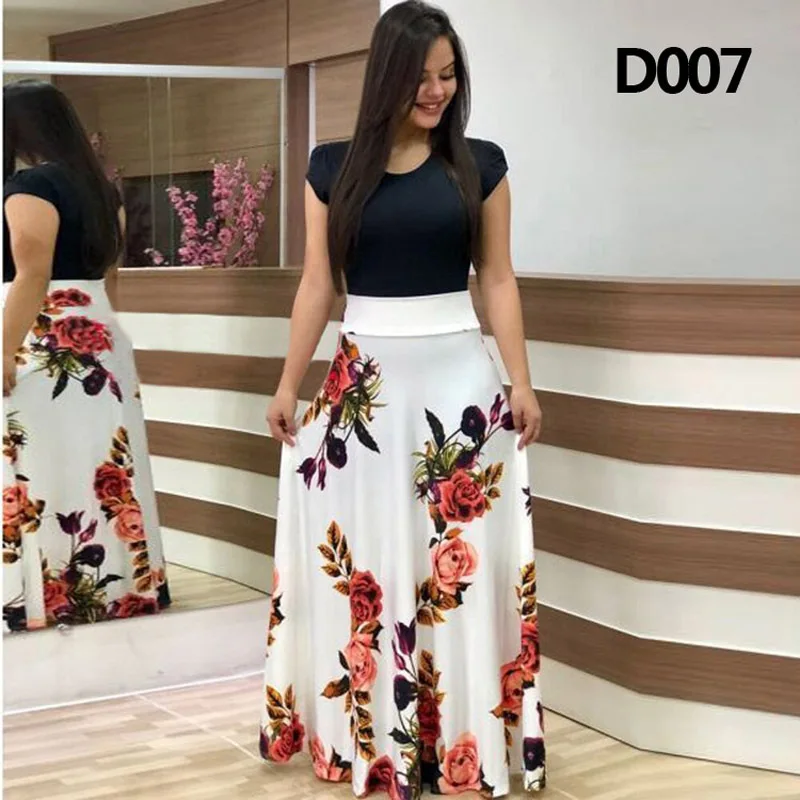 Summer Women's Maxi Vestido Casual Printing Short-Sleeved Round Neck Dress Robe Ropa Mujer Vestidos Vintage Clothes Kleid 2023