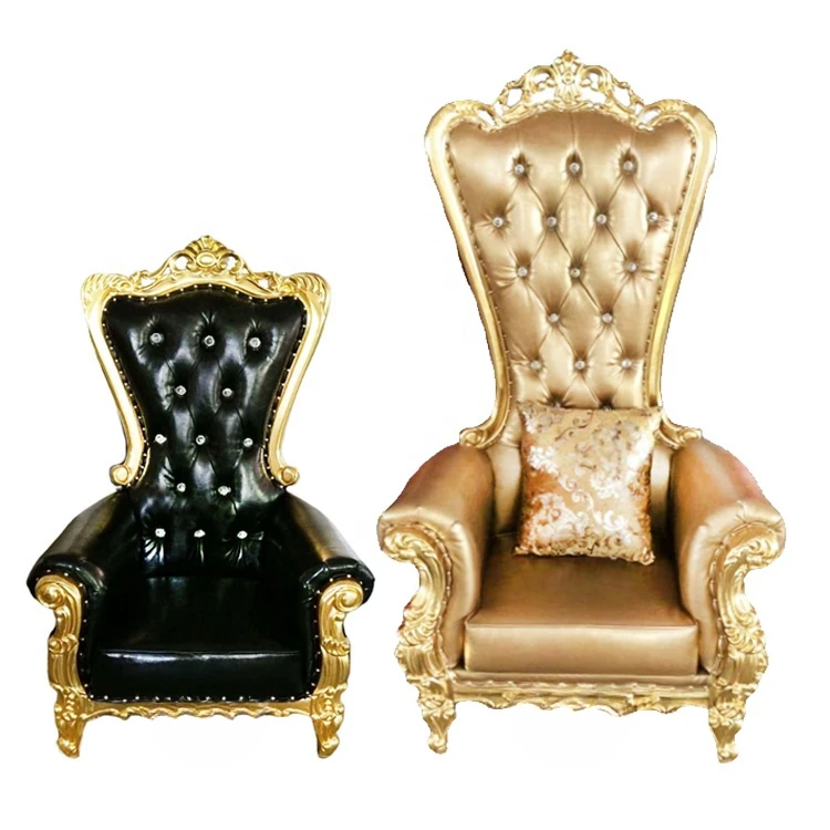 Cheap wedding gold royal king and queen throne chair