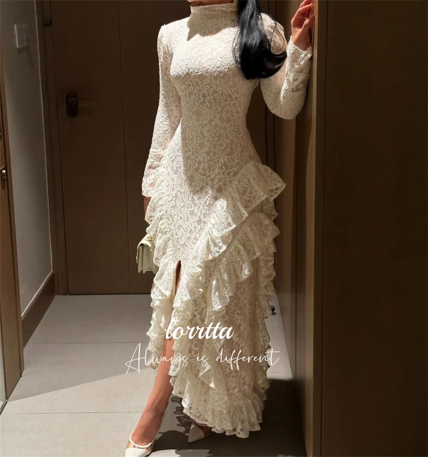 Lorrtta Special Occasion Dresses Long Sleeves Party Dress Lace Fishtail Cut Evening Robe Soiree Robes De Cocktail Customized